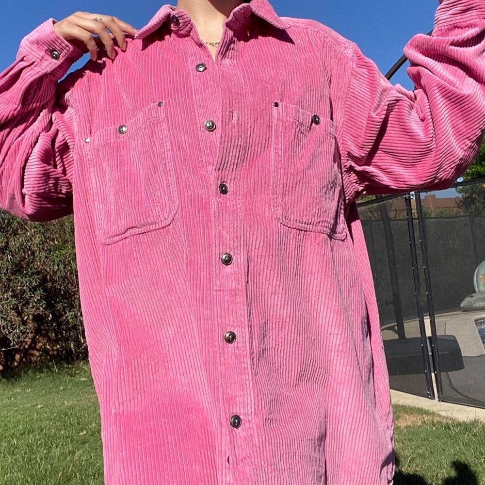 Soft pink Corduroy button down shirt jacket
